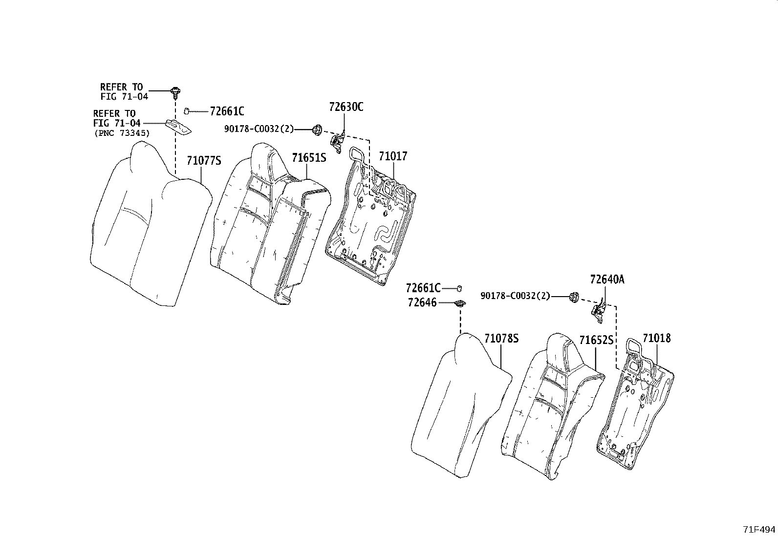 71033-02080 LEG SUB-ASSY, REAR SEAT CUSHION product image