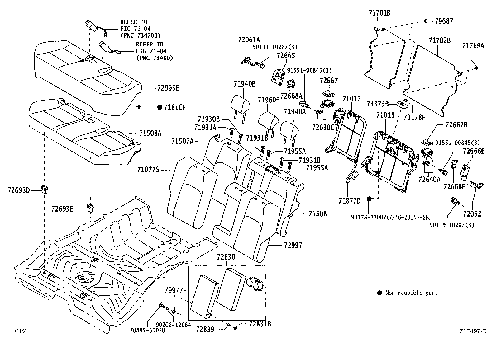 71033-BZ090 LEG SUB-ASSY, REAR SEAT CUSHION product image