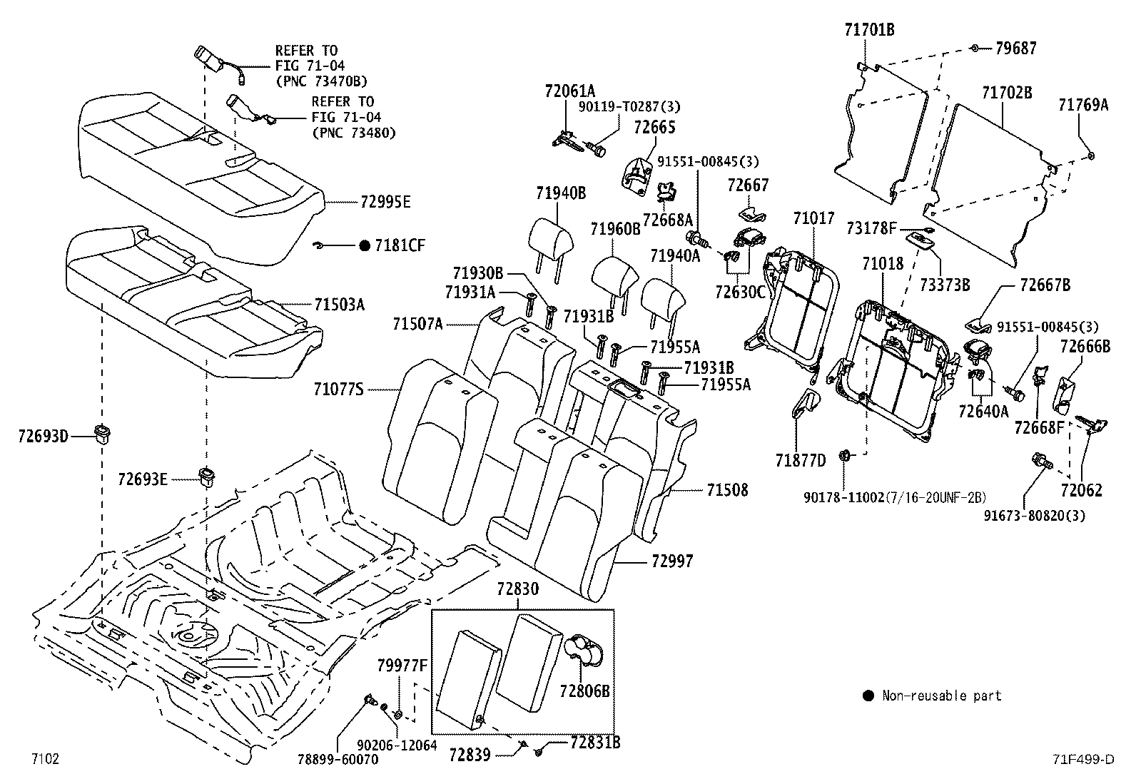 71033-BZ090 LEG SUB-ASSY, REAR SEAT CUSHION product image