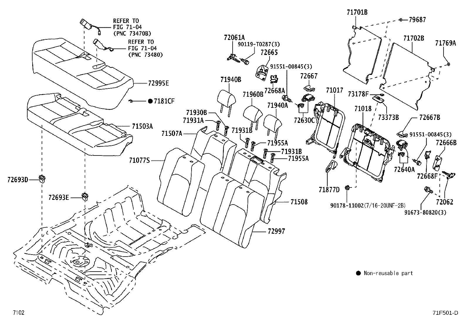 71033-BZ090 LEG SUB-ASSY, REAR SEAT CUSHION product image
