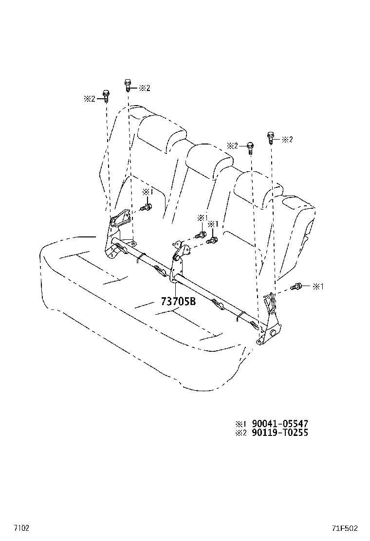 71033-BZ090 LEG SUB-ASSY, REAR SEAT CUSHION product image