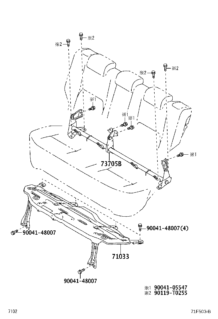 71033-BZ090 LEG SUB-ASSY, REAR SEAT CUSHION product image