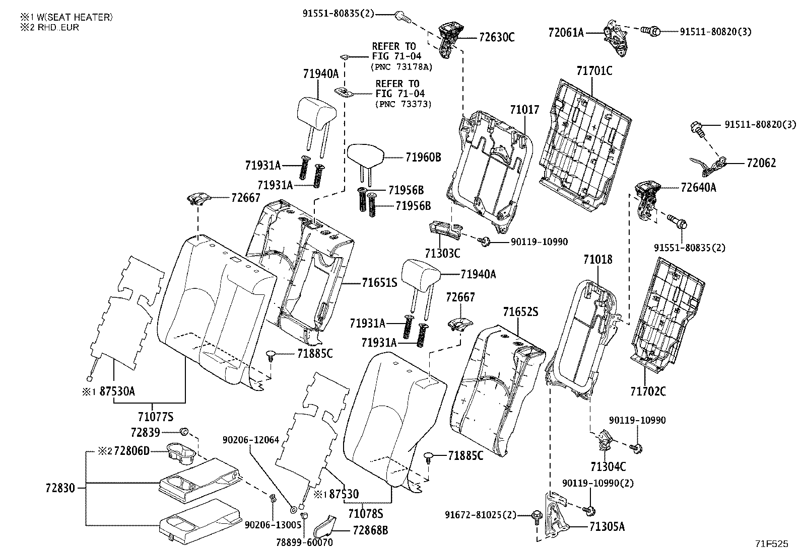 71017-76060 FRAME SUB-ASSY, REAR SEAT BACK, RH product image