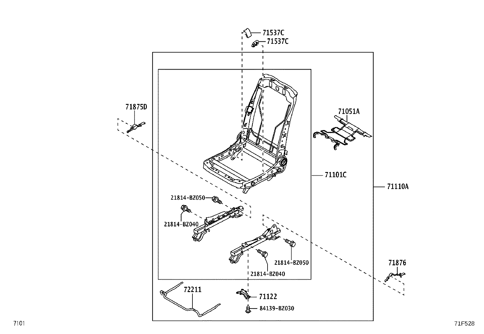 71121-BZ190 BRACKET, FRONT SEAT CUSHION, LH product image