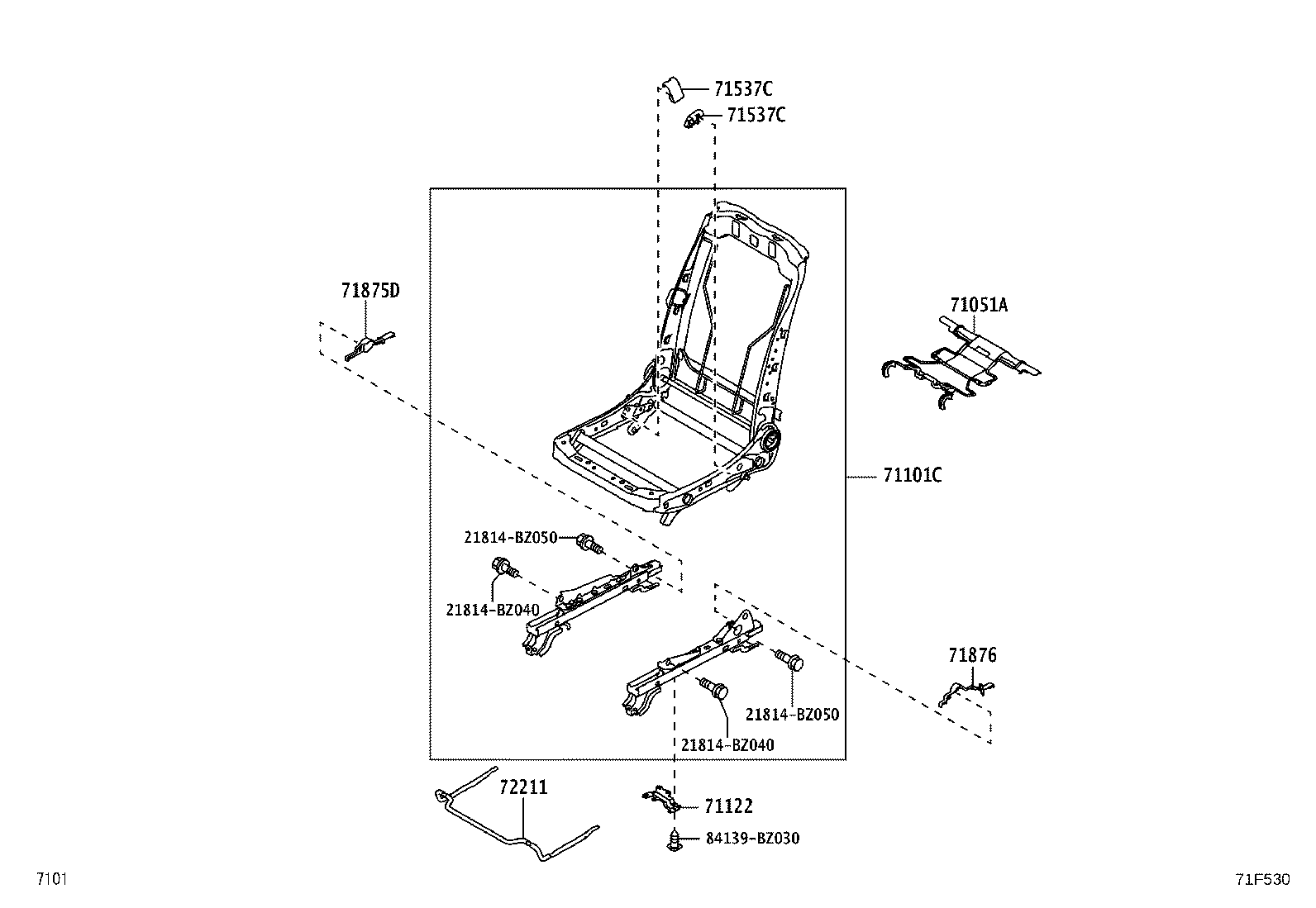 71121-BZ190 BRACKET, FRONT SEAT CUSHION, LH product image