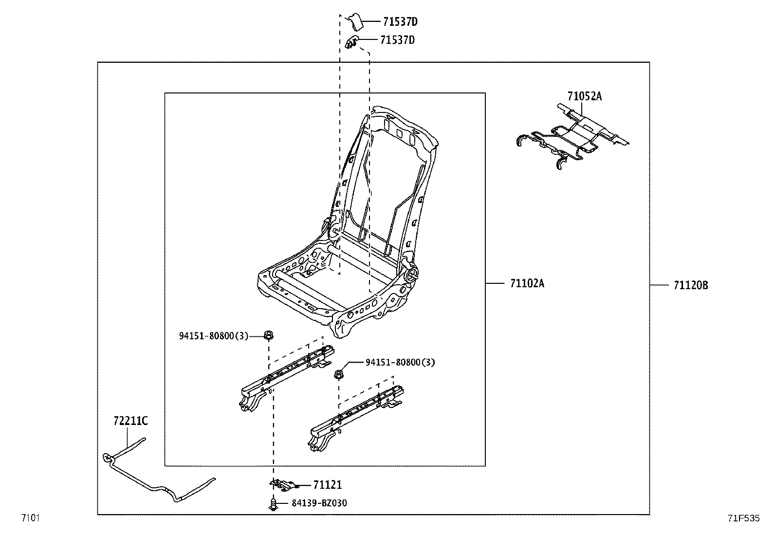 71121-BZ190 BRACKET, FRONT SEAT CUSHION, LH product image
