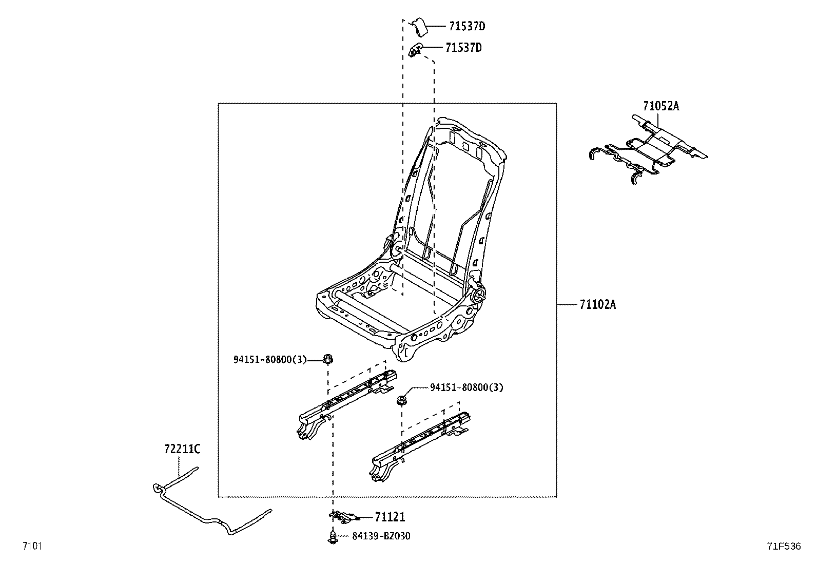 71121-BZ190 BRACKET, FRONT SEAT CUSHION, LH product image