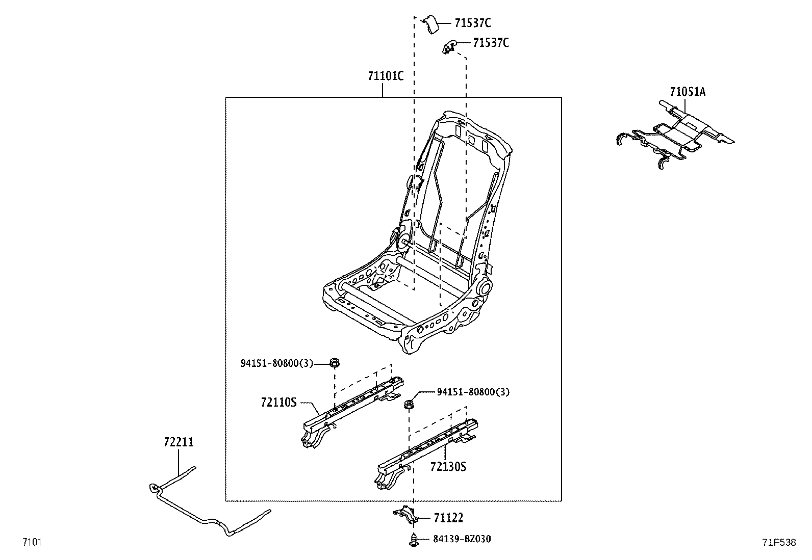71121-BZ190 BRACKET, FRONT SEAT CUSHION, LH product image