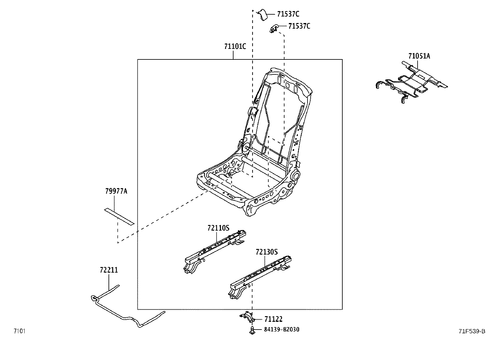 71121-BZ190 BRACKET, FRONT SEAT CUSHION, LH product image