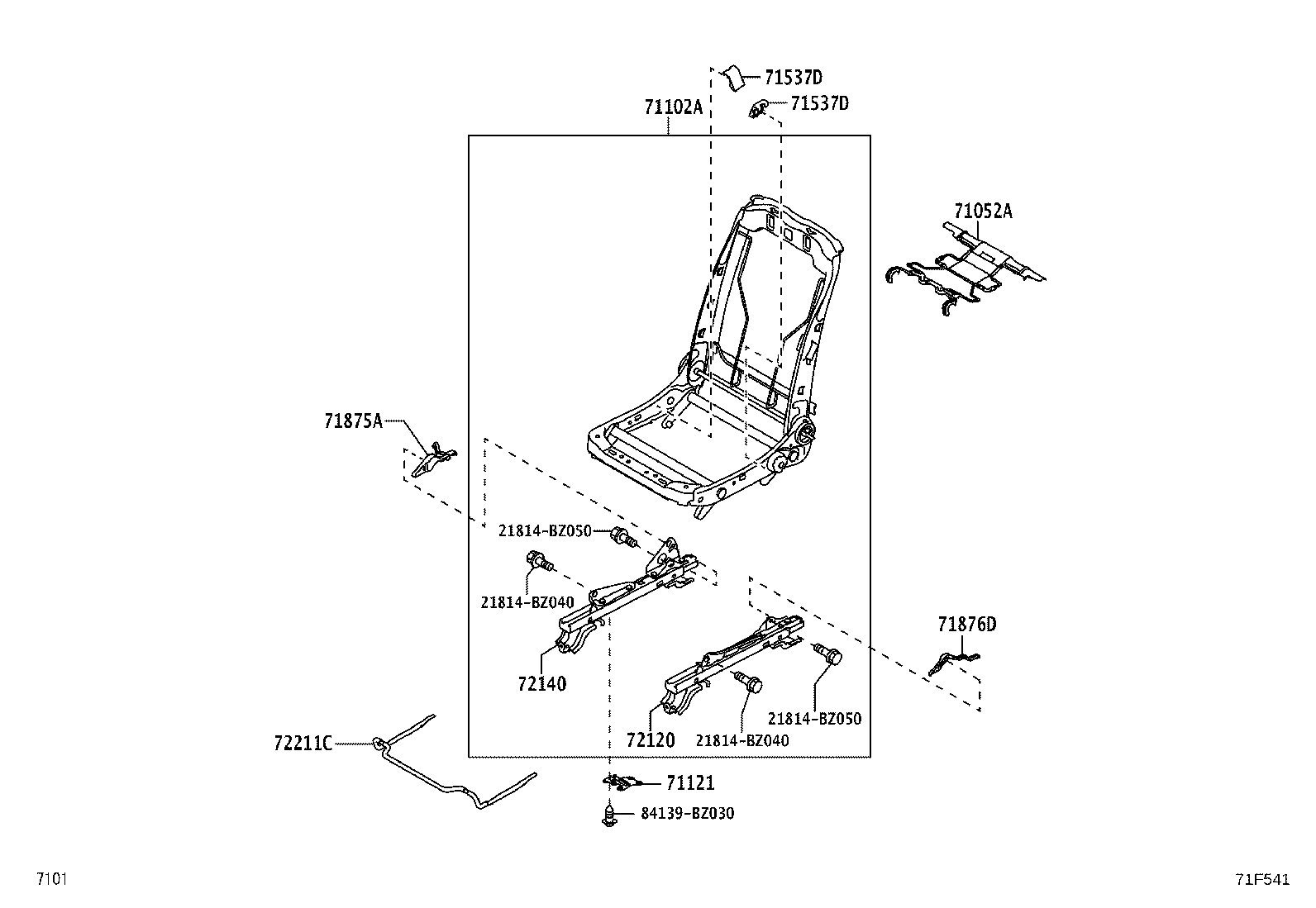 71121-BZ190 BRACKET, FRONT SEAT CUSHION, LH product image