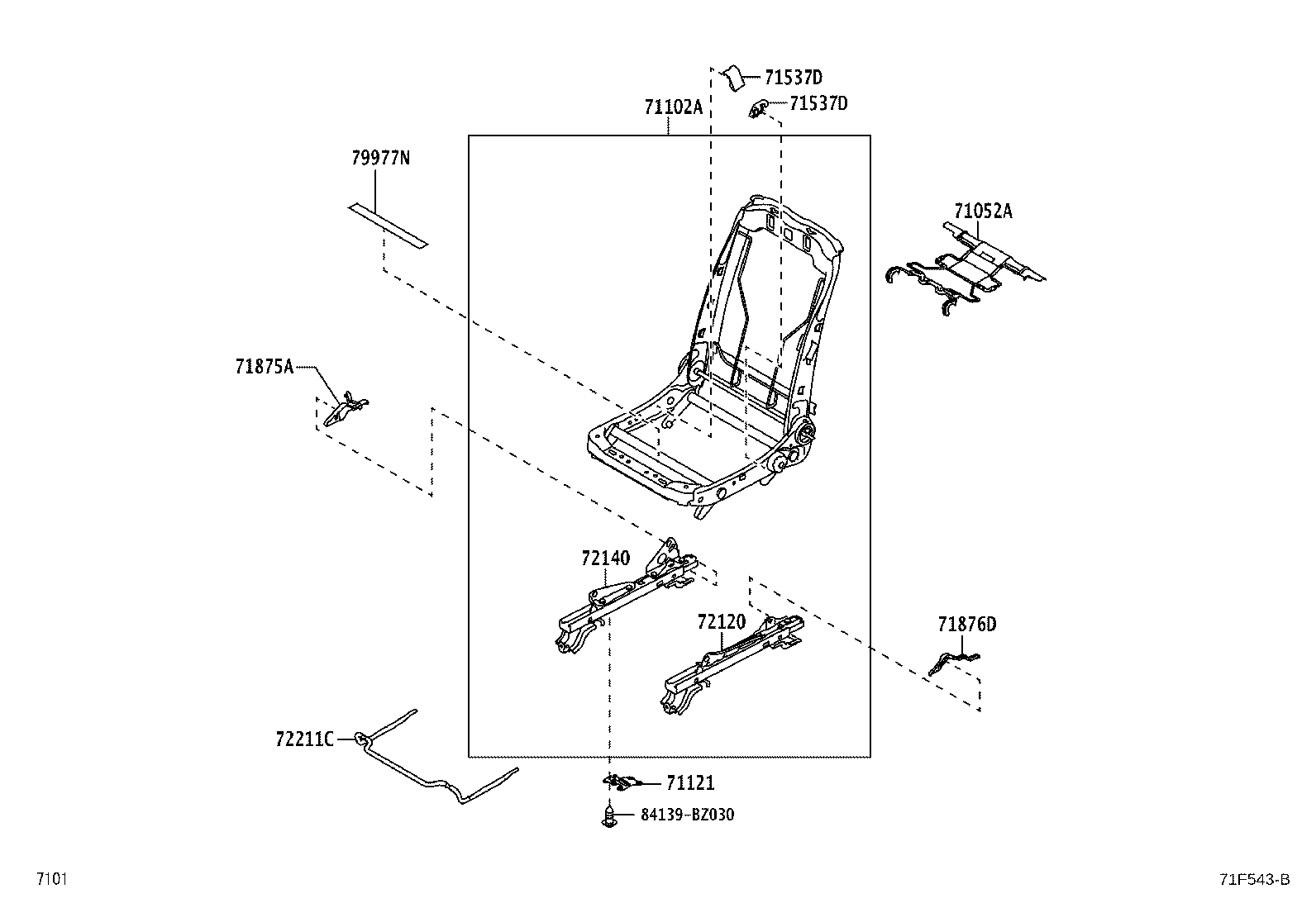 71121-BZ190 BRACKET, FRONT SEAT CUSHION, LH product image
