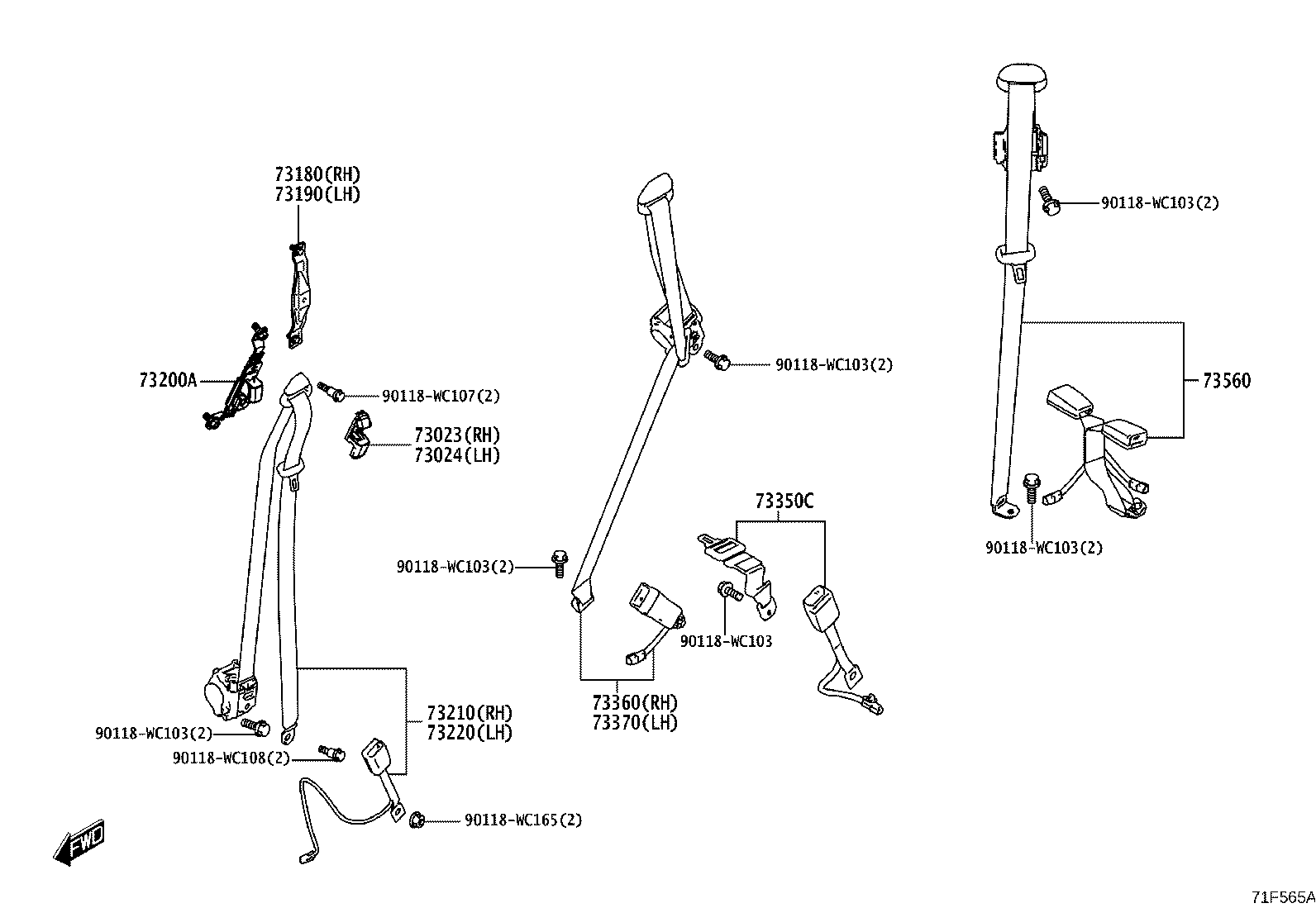 73023-WC002 PLATE SUB-ASSY, FRONT SHOULDER BELT ANCHOR, RH product image