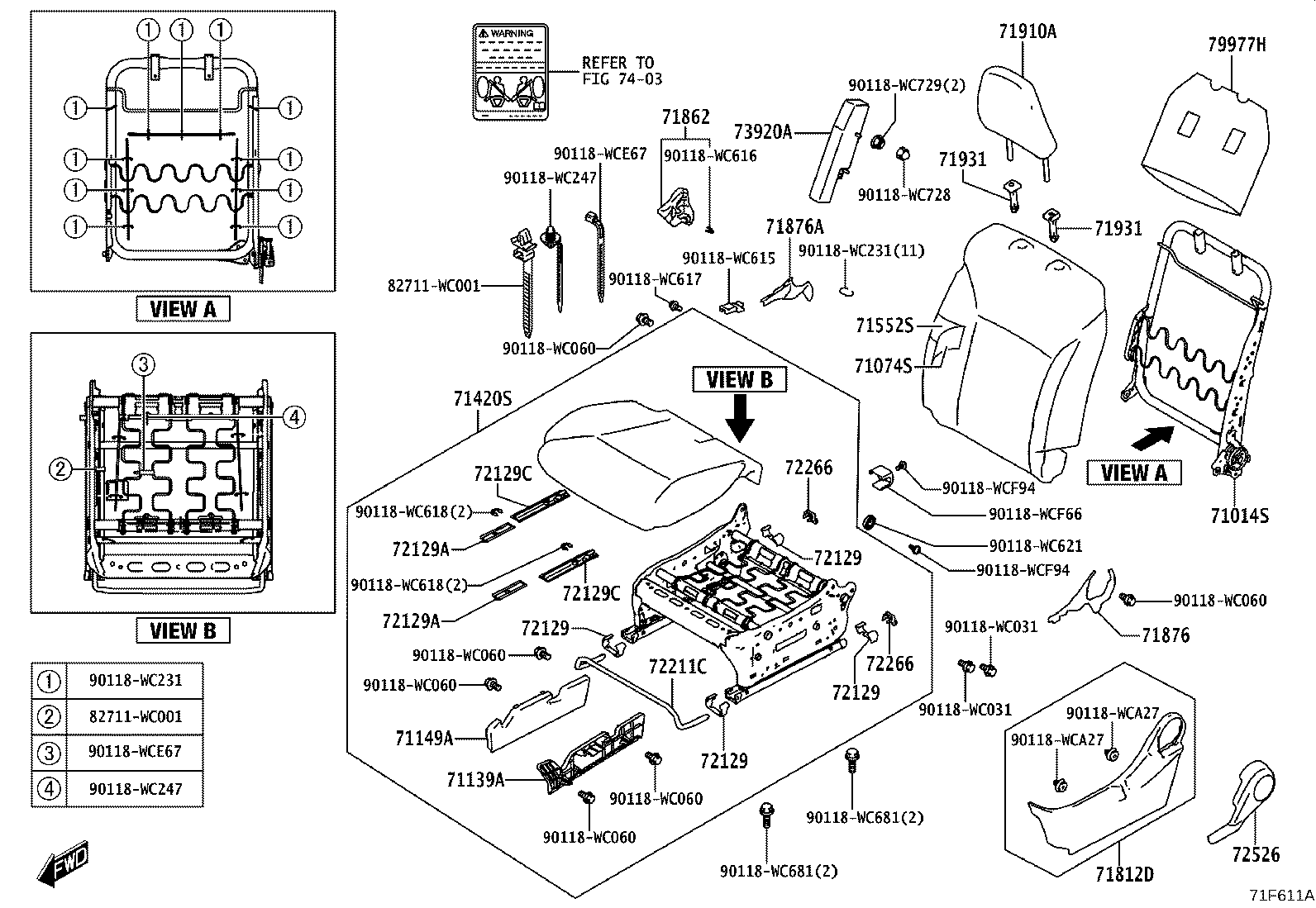 71512-WC004 PAD, FRONT SEAT CUSHION, RH(FOR SEPARATE TYPE) product image