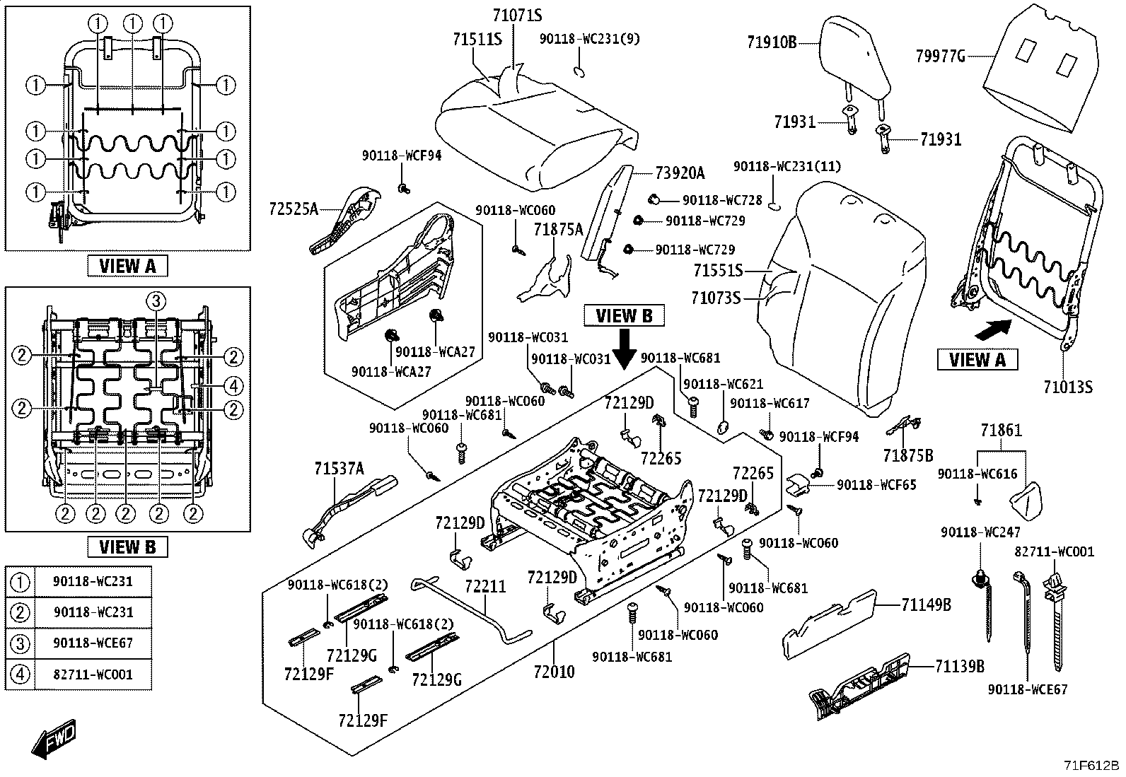 71512-WC004 PAD, FRONT SEAT CUSHION, RH(FOR SEPARATE TYPE) product image
