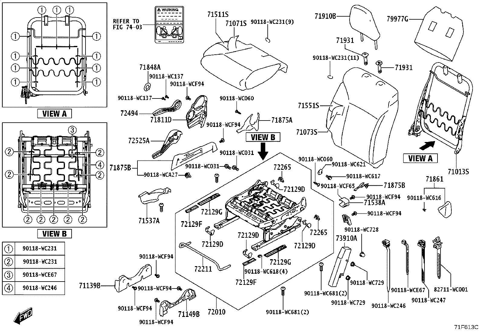 71512-WC004 PAD, FRONT SEAT CUSHION, RH(FOR SEPARATE TYPE) product image