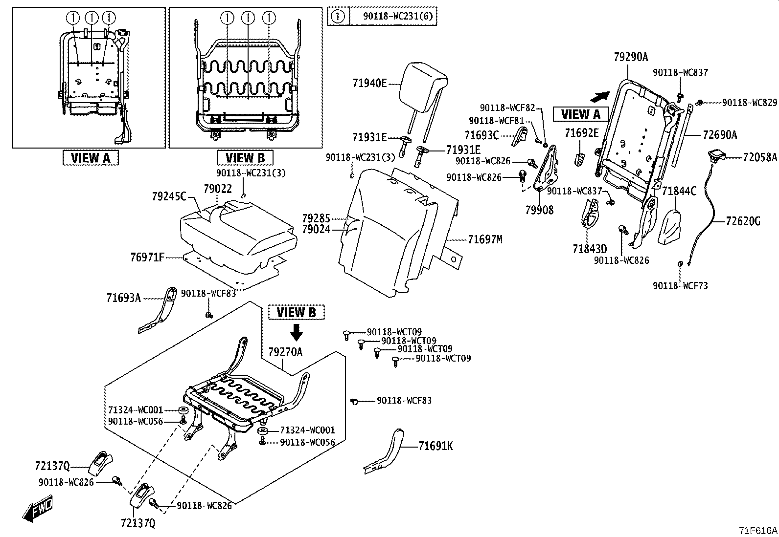 71017-WC016 FRAME SUB-ASSY, REAR SEAT BACK, RH product image