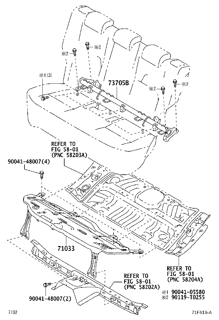 71033-BZ100 LEG SUB-ASSY, REAR SEAT CUSHION product image