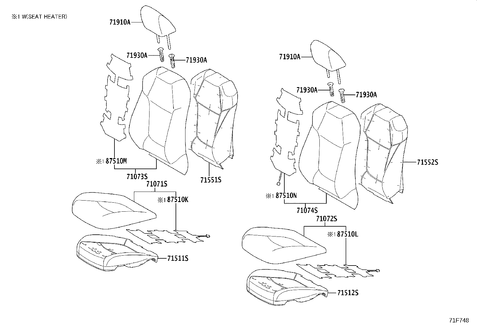 71073-0E560-C0 COVER, FRONT SEAT BACK, RH(FOR SEPARATE TYPE) product image