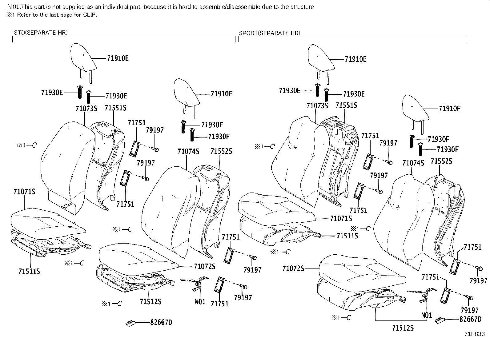 71502-K0150 PAD, FRONT SEAT CUSHION, LH (FOR SEPARATE TYPE) product image