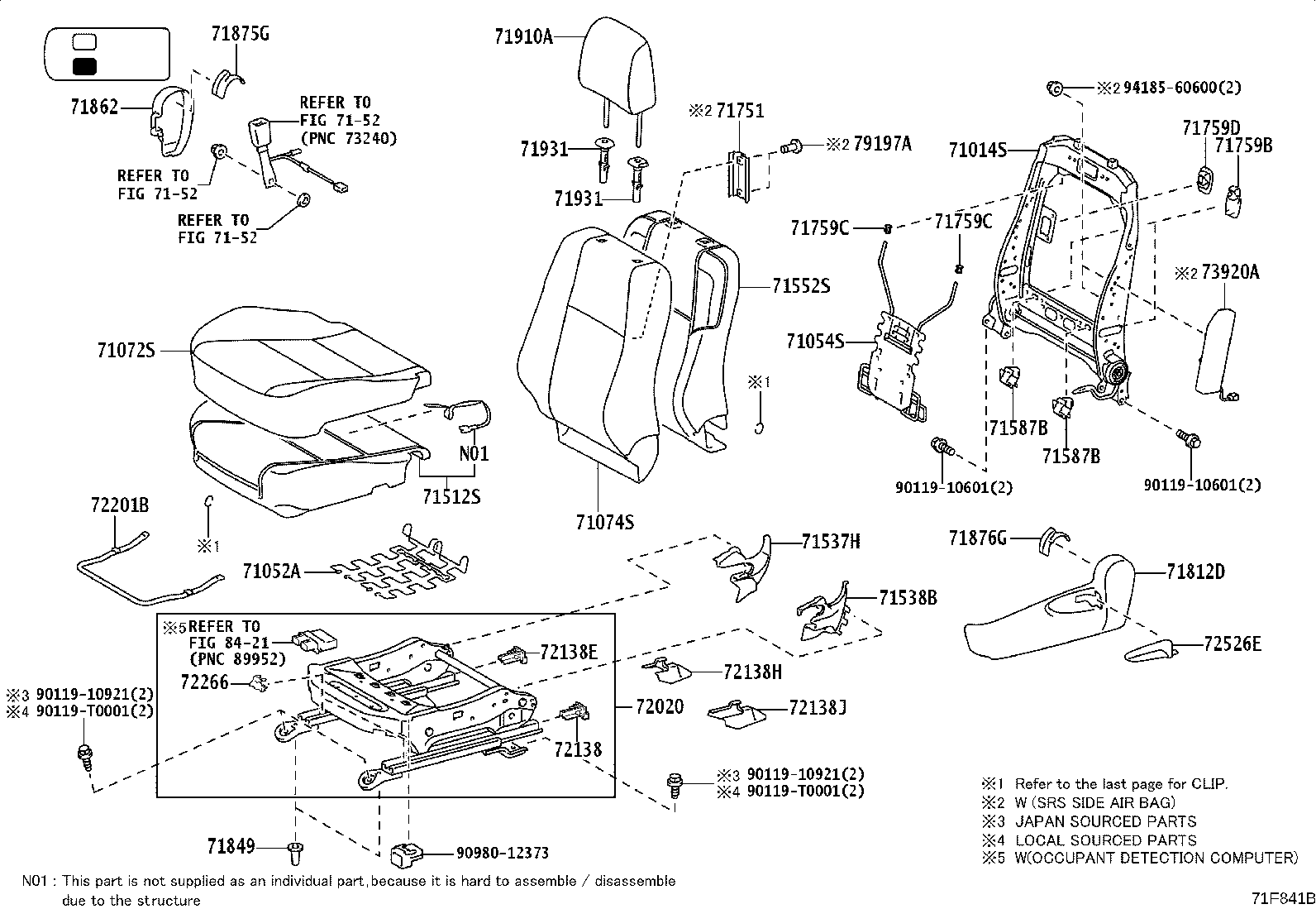 71502-YP090 PAD, FRONT SEAT CUSHION, LH (FOR SEPARATE TYPE) product image