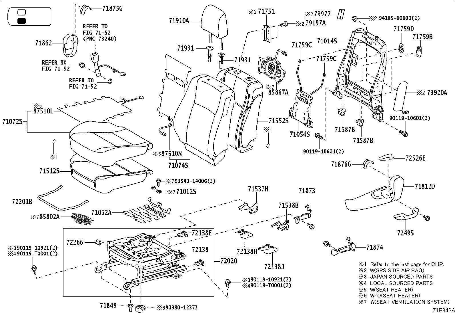71502-YP090 PAD, FRONT SEAT CUSHION, LH (FOR SEPARATE TYPE) product image