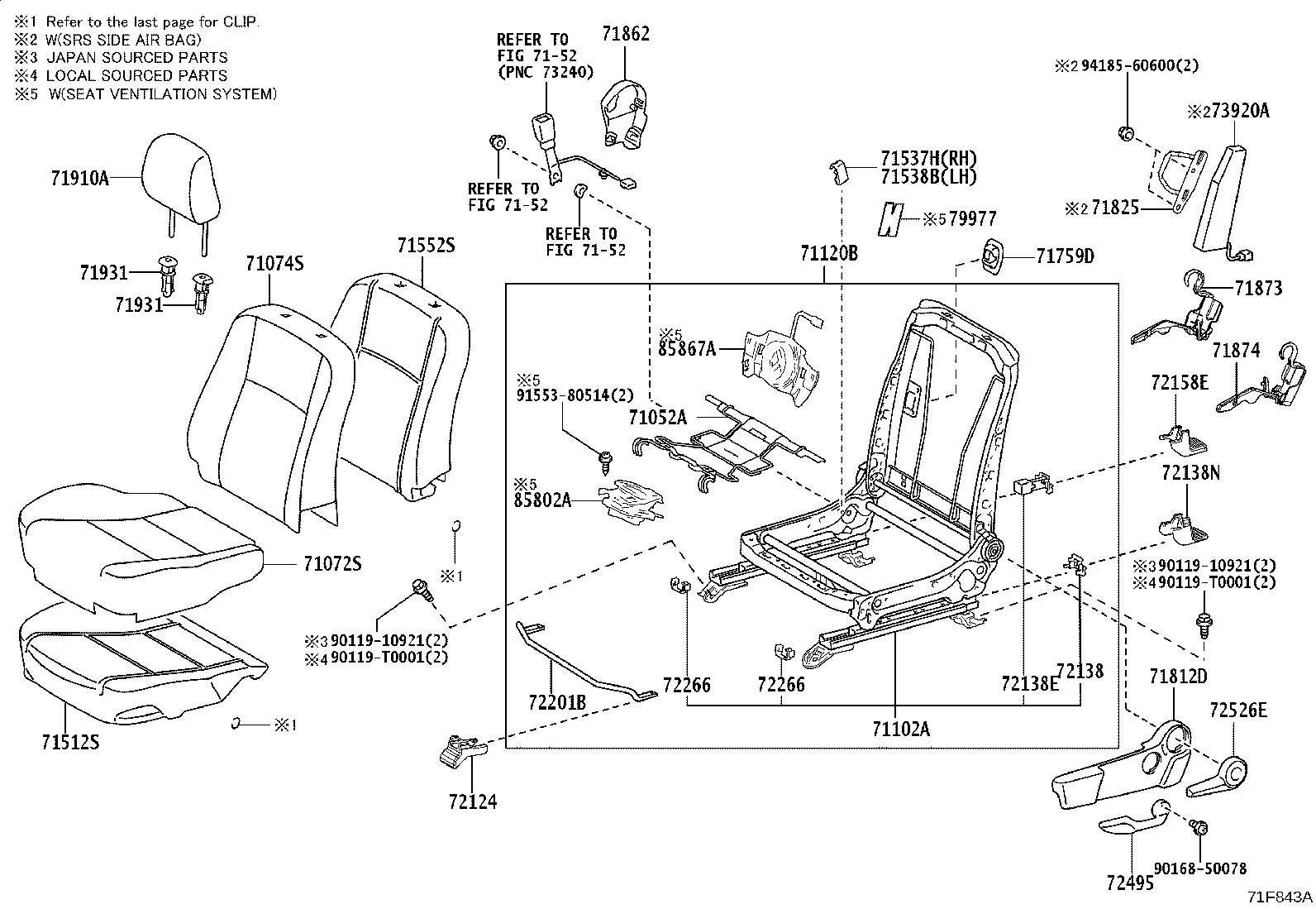 71502-YP090 PAD, FRONT SEAT CUSHION, LH (FOR SEPARATE TYPE) product image