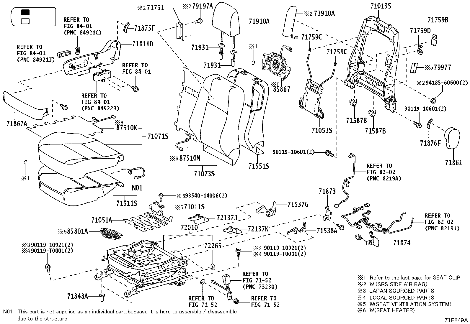 71502-YP090 PAD, FRONT SEAT CUSHION, LH (FOR SEPARATE TYPE) product image