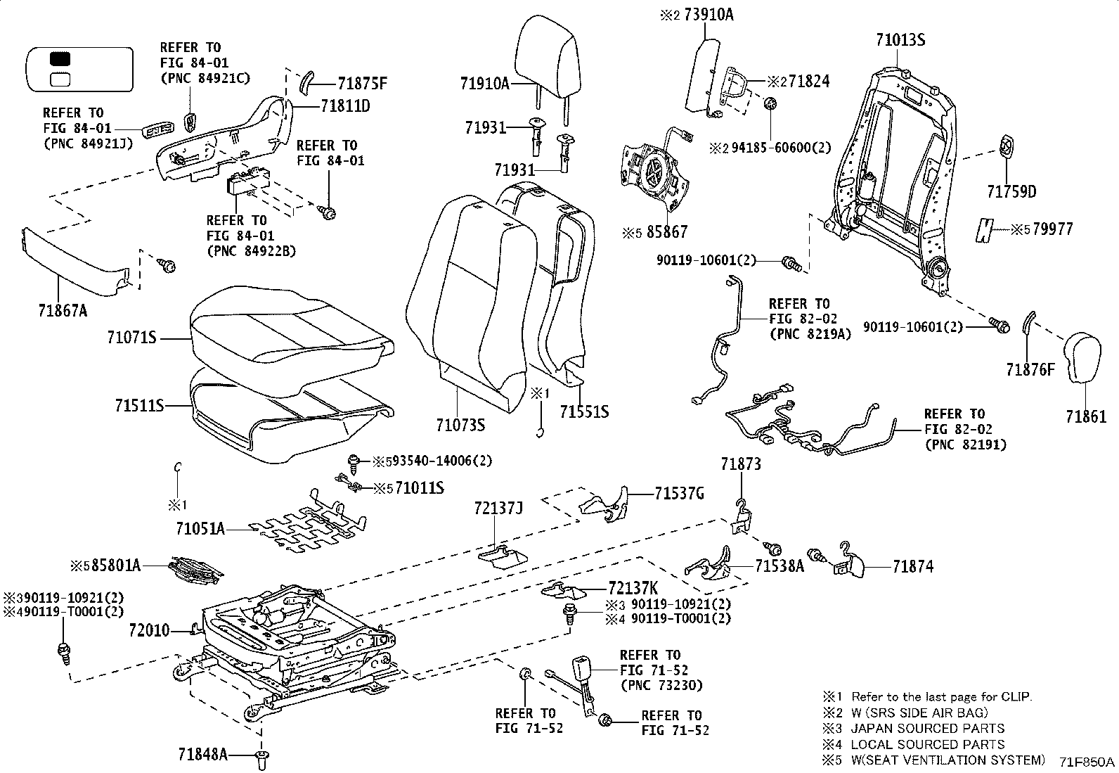 71502-YP090 PAD, FRONT SEAT CUSHION, LH (FOR SEPARATE TYPE) product image
