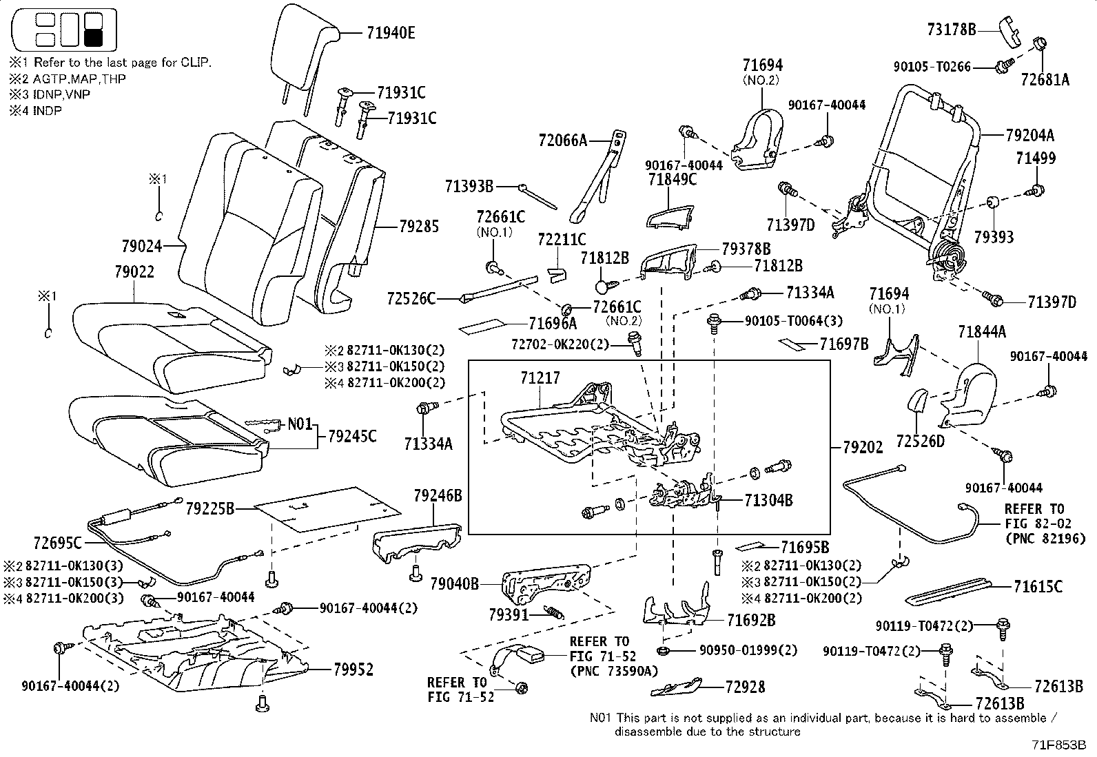 71502-YP090 PAD, FRONT SEAT CUSHION, LH (FOR SEPARATE TYPE) product image