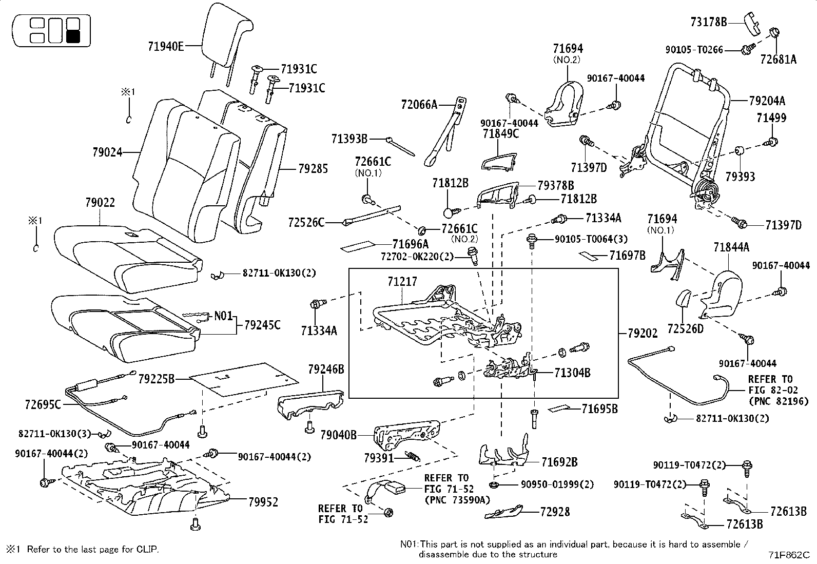 90467-05147-C0 CLIP(FOR REAR SEAT CUSHION COVER) product image