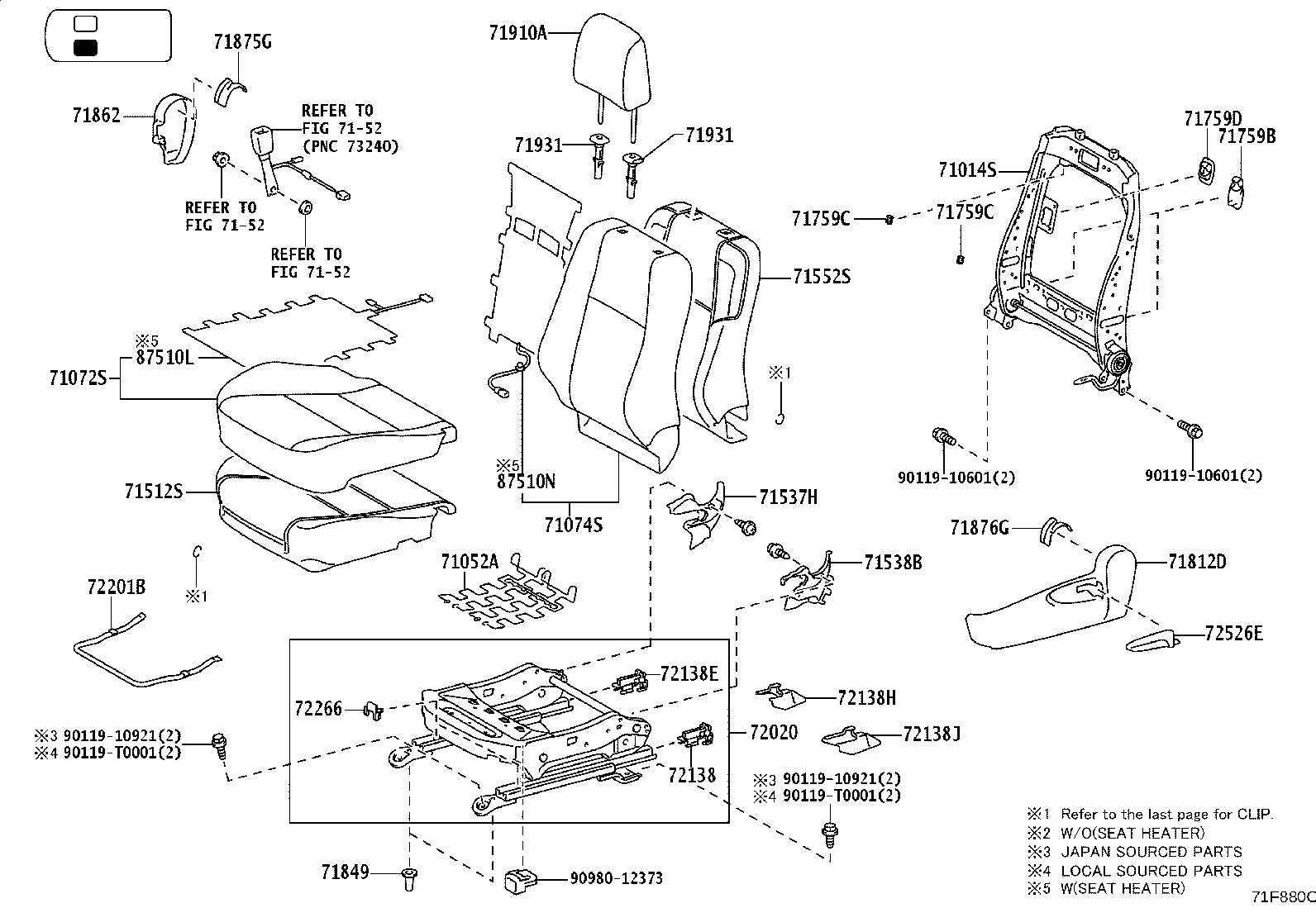 71512-0KB60 PAD, FRONT SEAT CUSHION, LH (FOR SEPARATE TYPE) product image