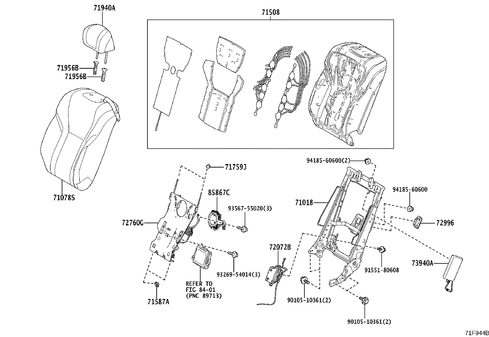 71016-40120 FRAME SUB-ASSY, REAR SEAT CUSHION, LH product image