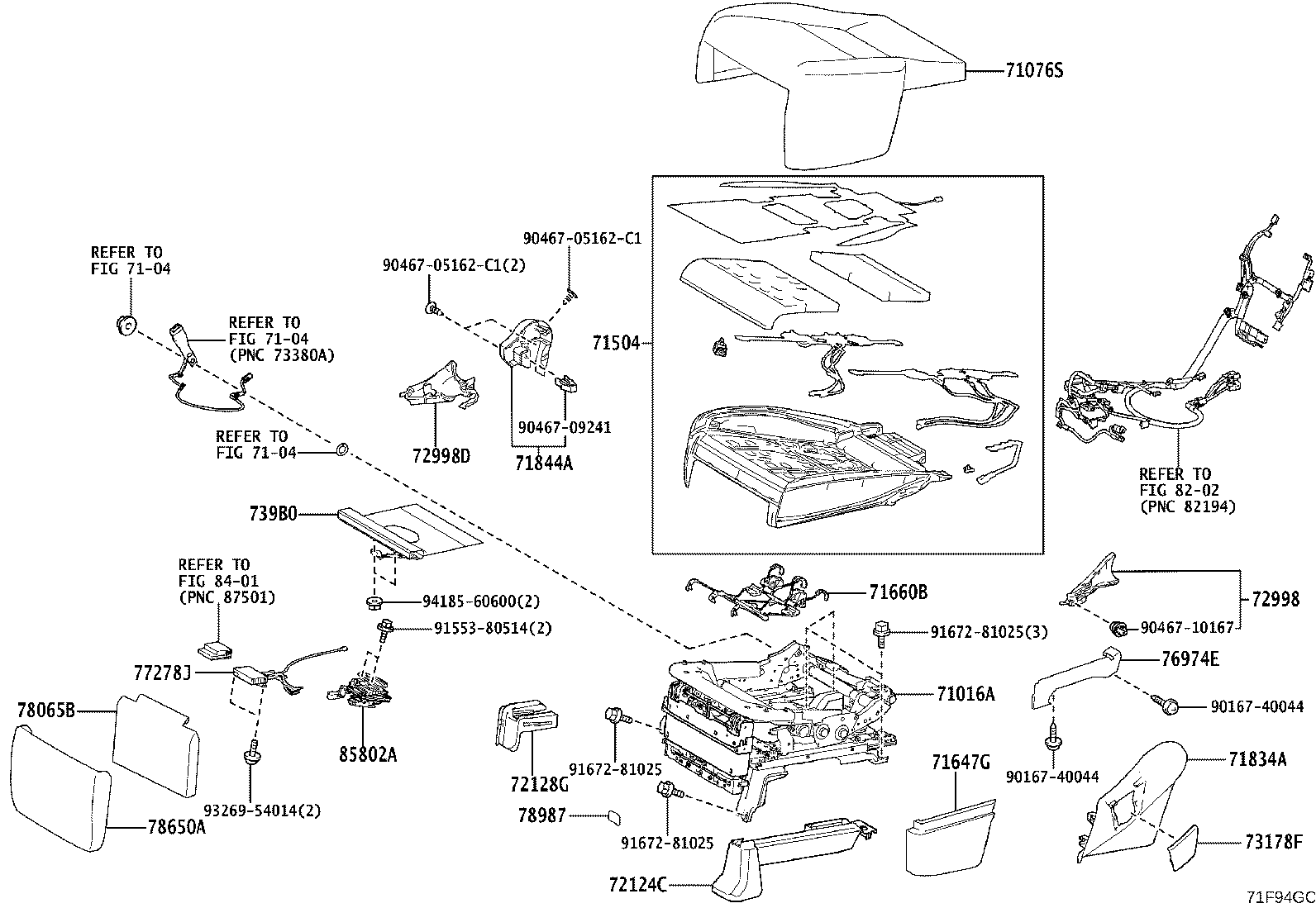 71016-40120 FRAME SUB-ASSY, REAR SEAT CUSHION, LH product image
