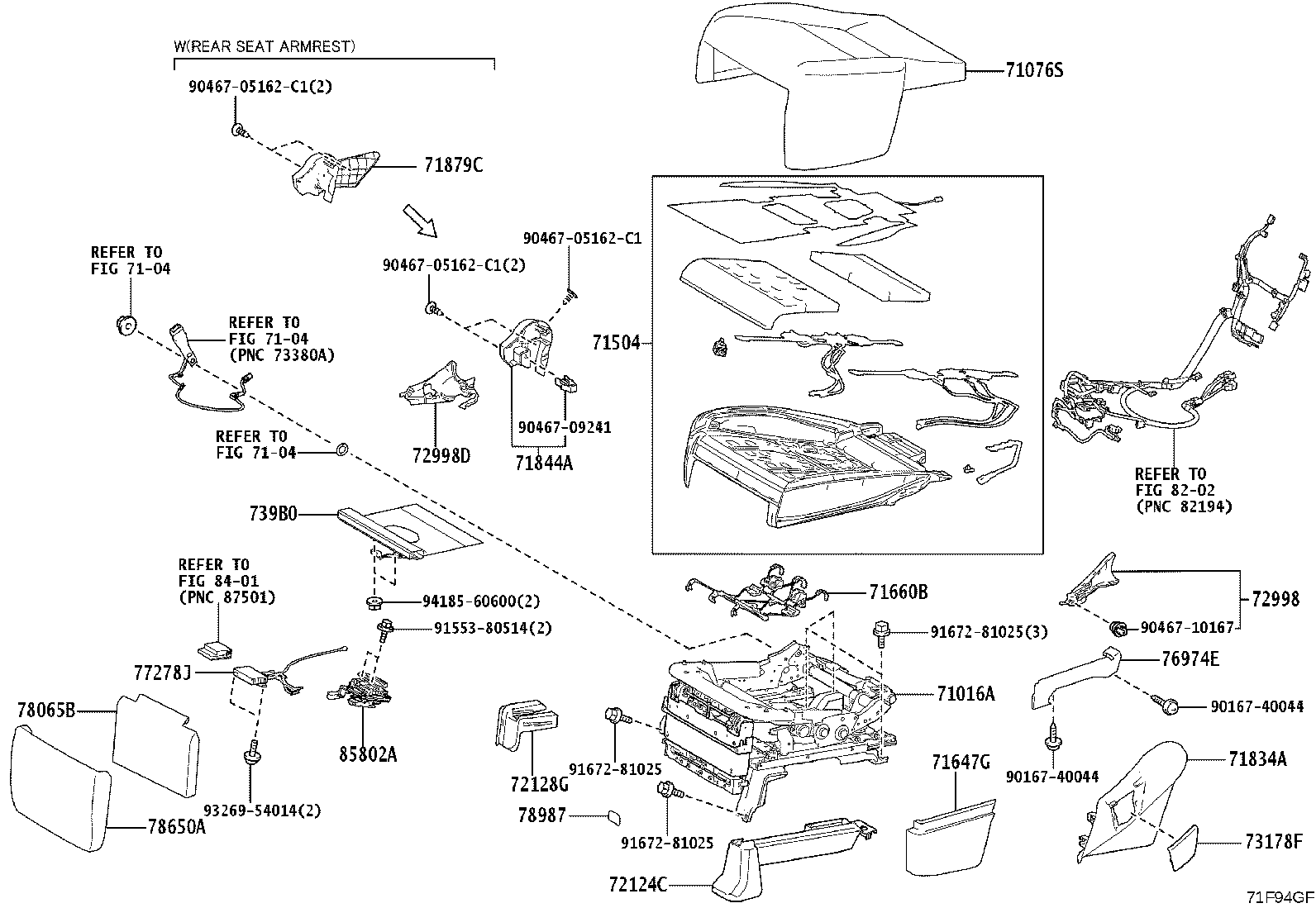71017-40070 FRAME SUB-ASSY, REAR SEAT BACK, RH product image