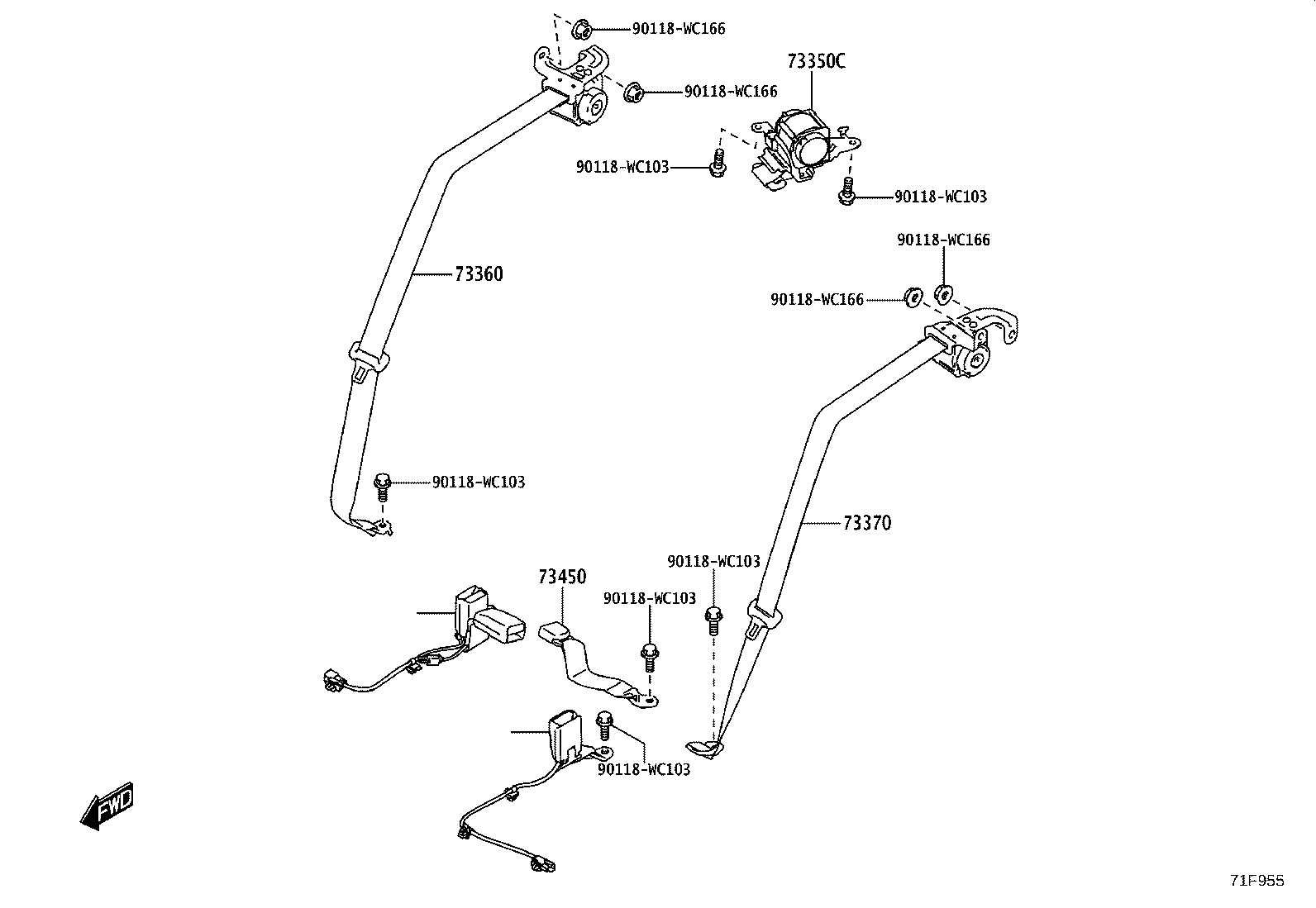 73230-WC006 BELT ASSY, FRONT SEAT INNER, RH product image