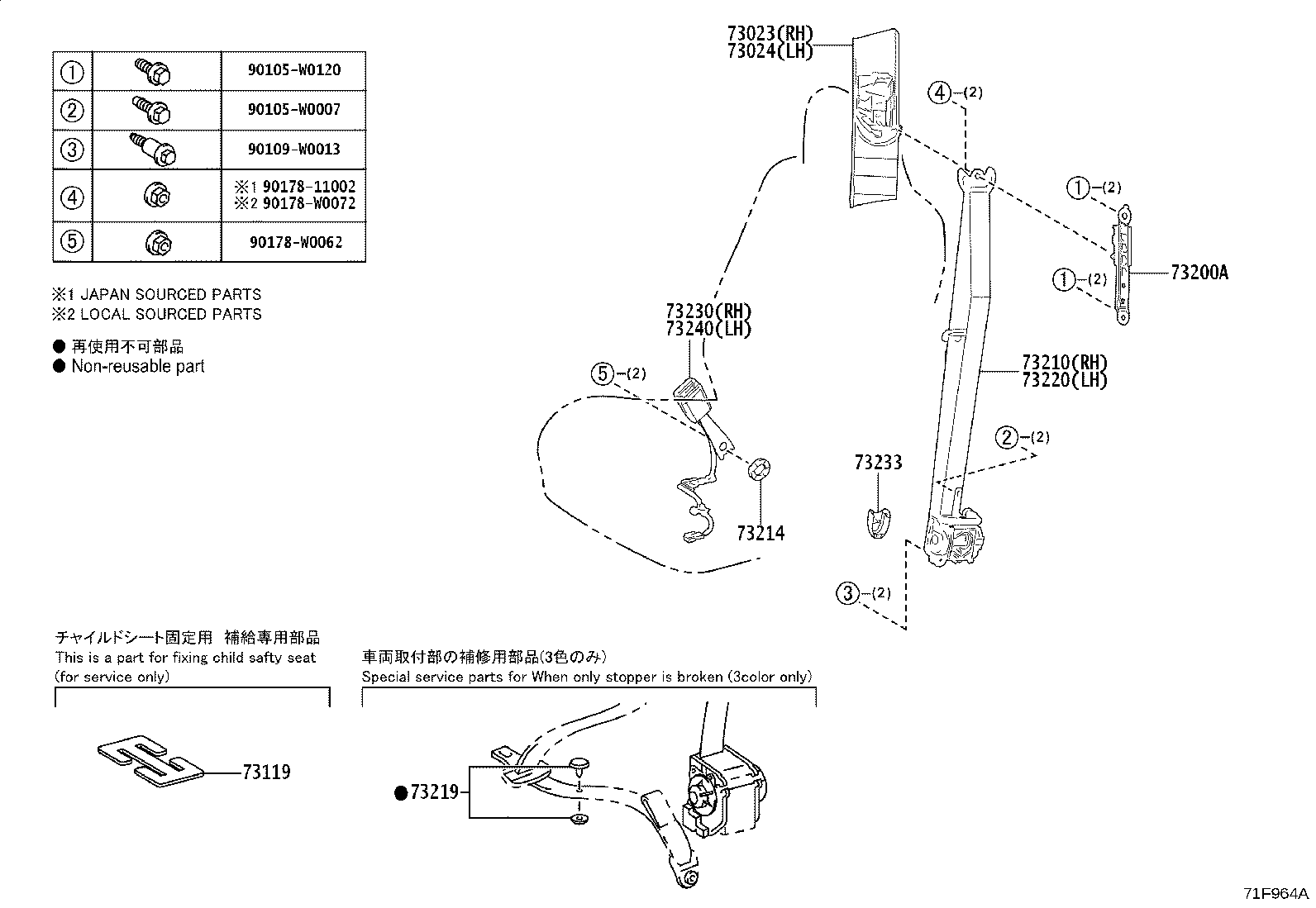 73015-F4040 BRACKET SUB-ASSY, BELT OUTER ANCHOR, RH product image