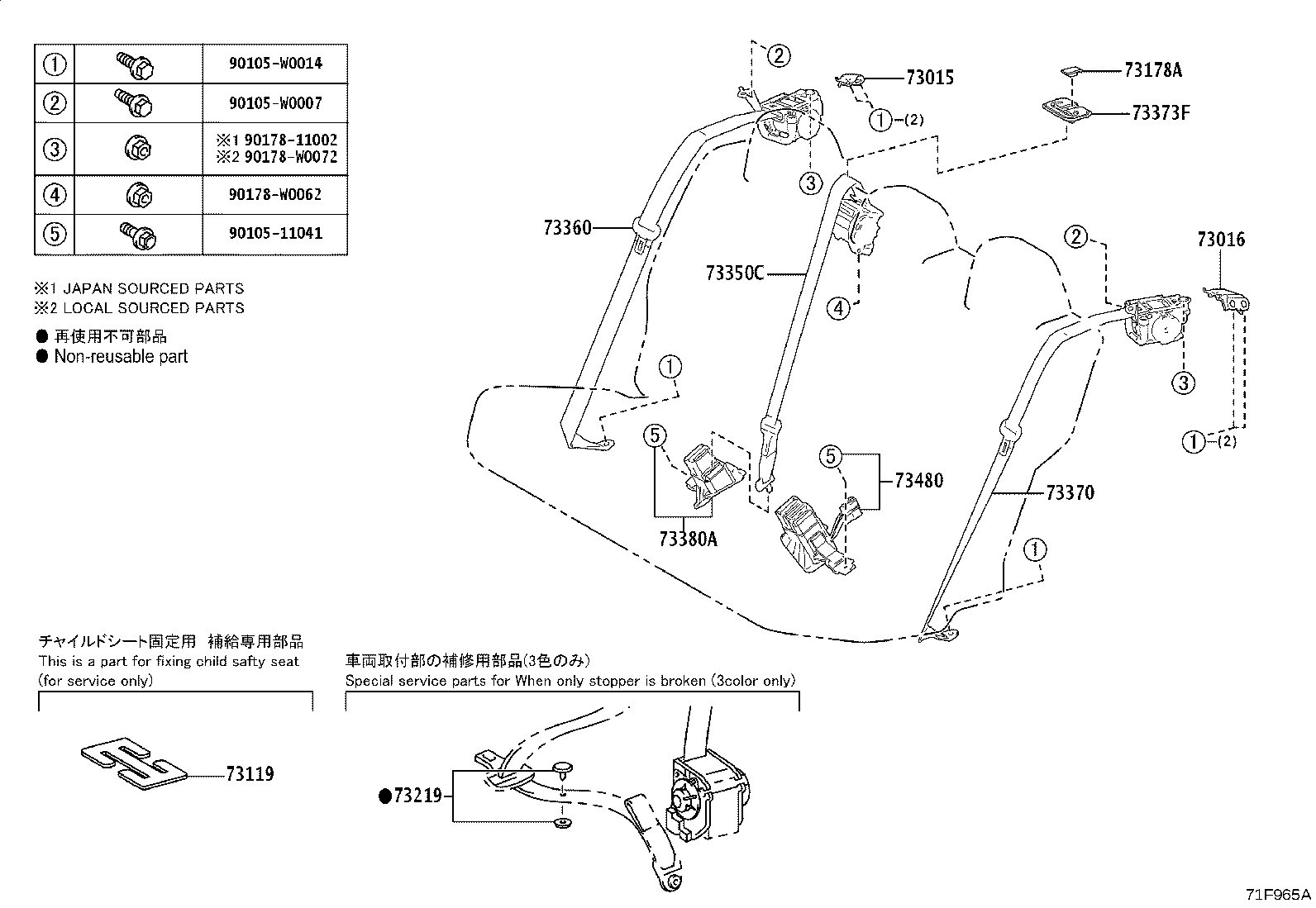 73015-F4040 BRACKET SUB-ASSY, BELT OUTER ANCHOR, RH product image