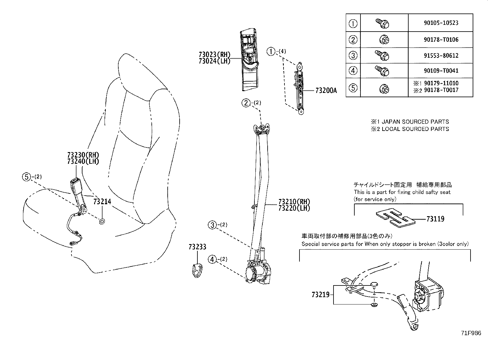 73178-48010-D1 CAP, SEAT BELT ANCHOR COVER product image