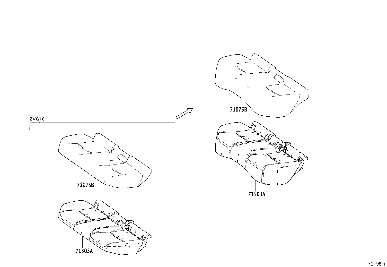 71017-0A070 FRAME SUB-ASSY, REAR SEAT BACK, RH product image