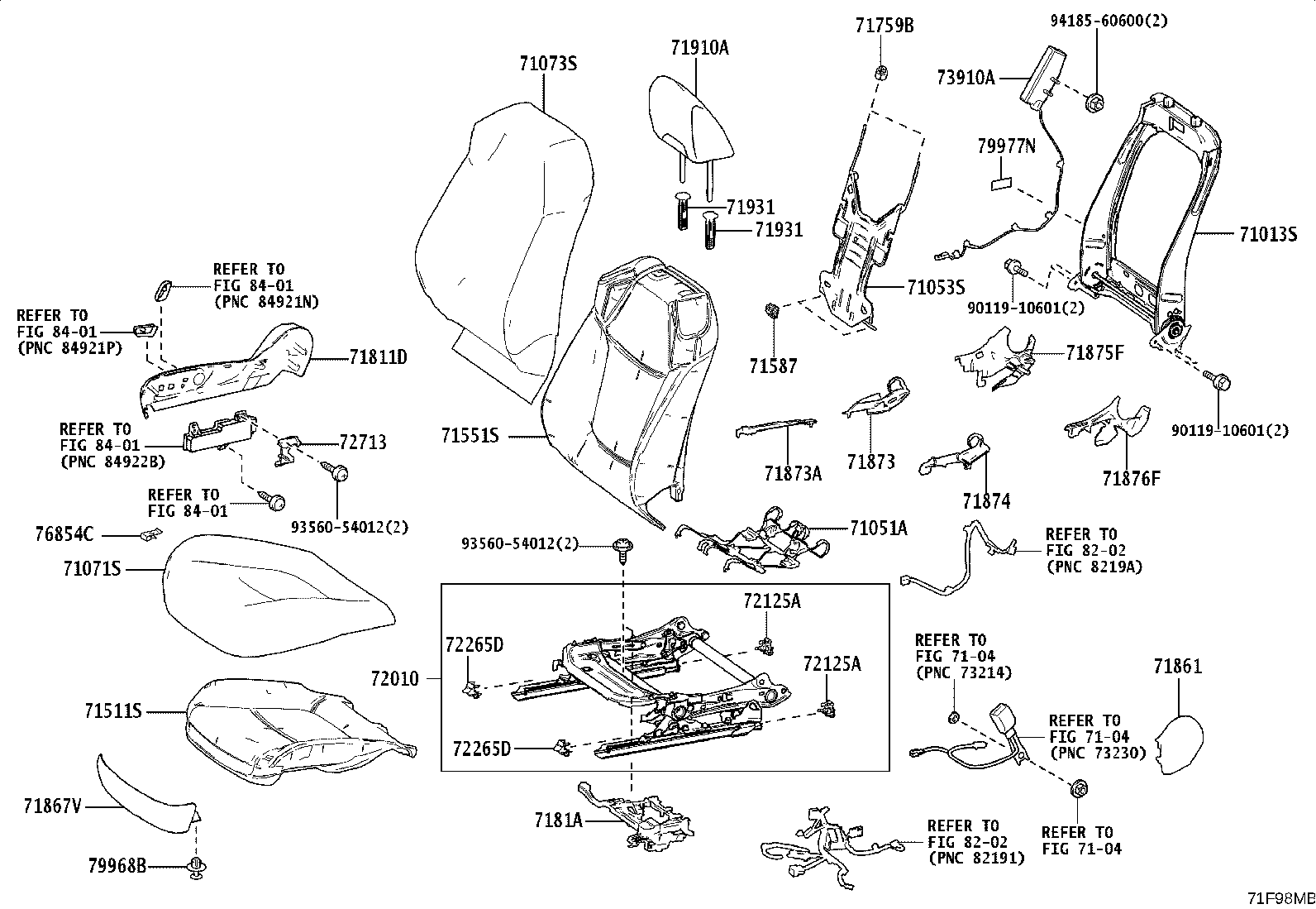 71014-0A120 FRAME SUB-ASSY, FRONT SEAT BACK, LH product image