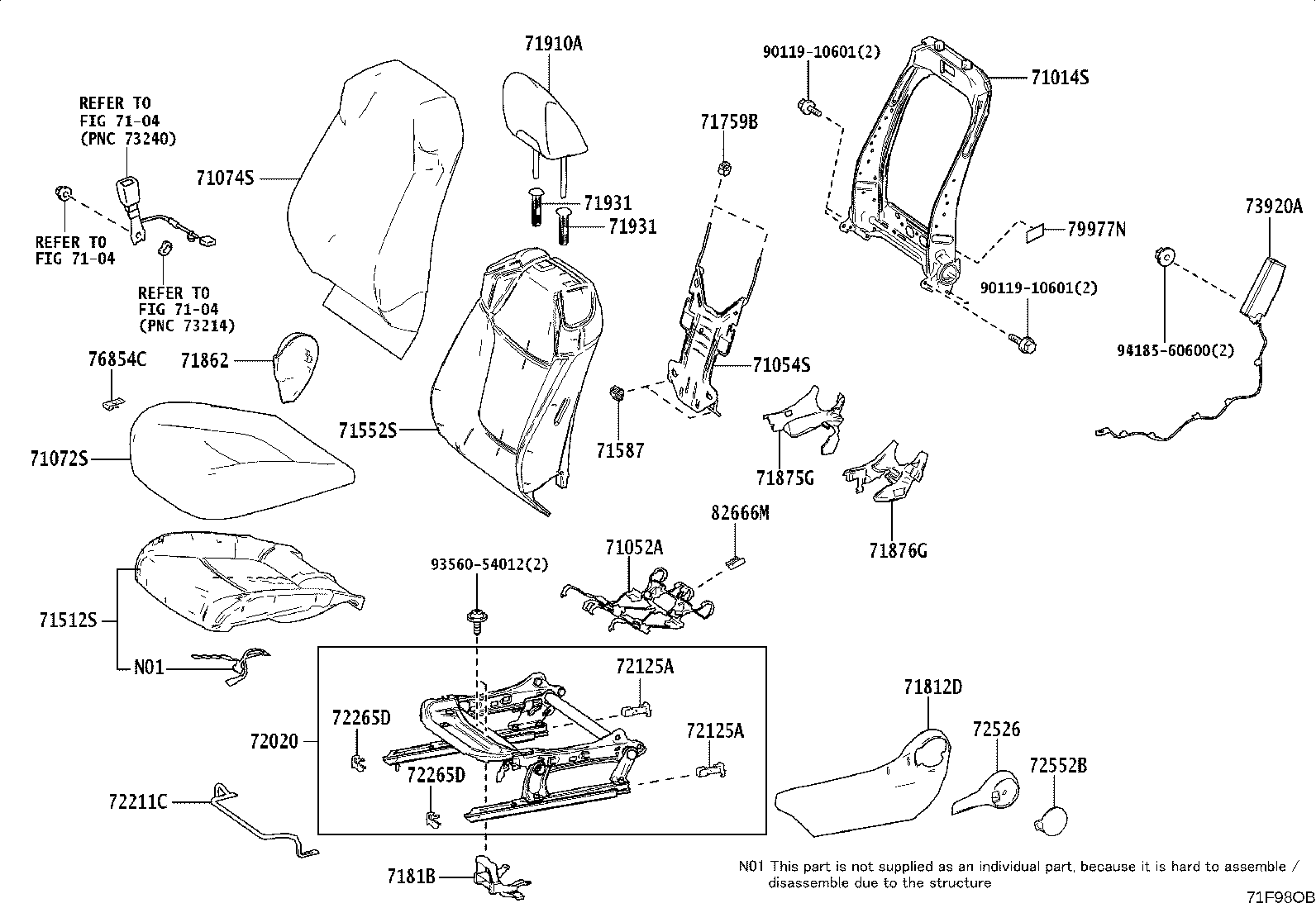 71014-0A120 FRAME SUB-ASSY, FRONT SEAT BACK, LH product image