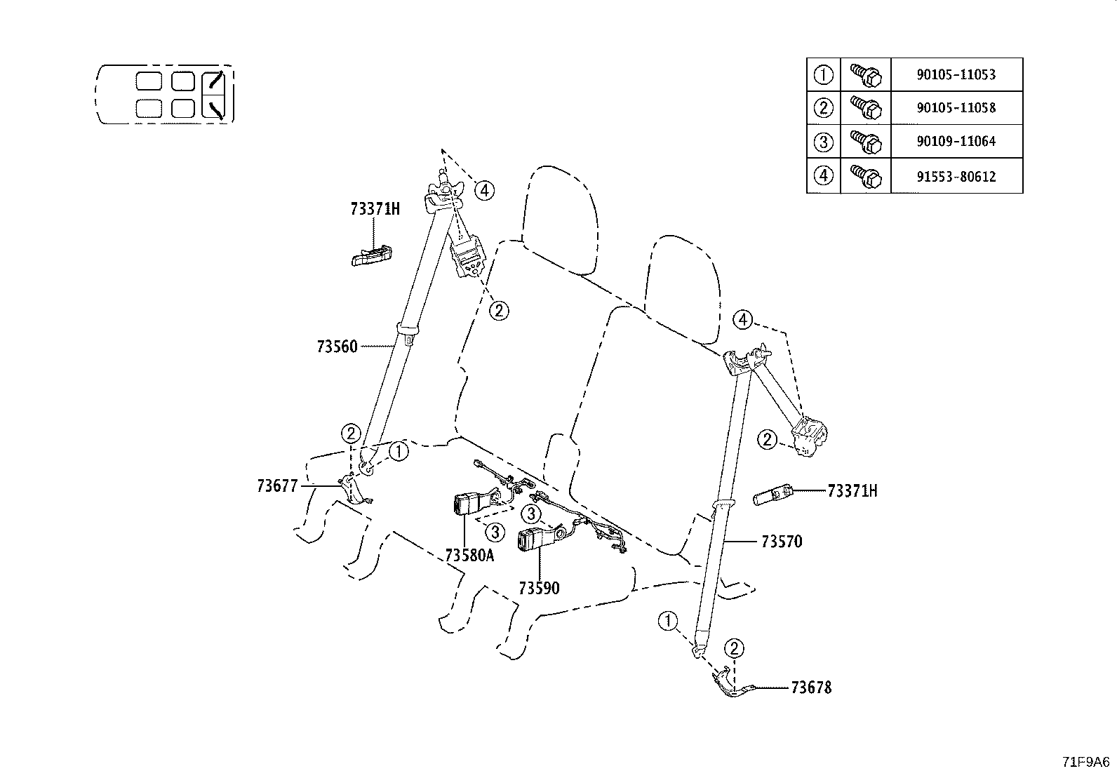 73203-60030-C0 BELT ASSY, FRONT SEAT INNER, LH product image