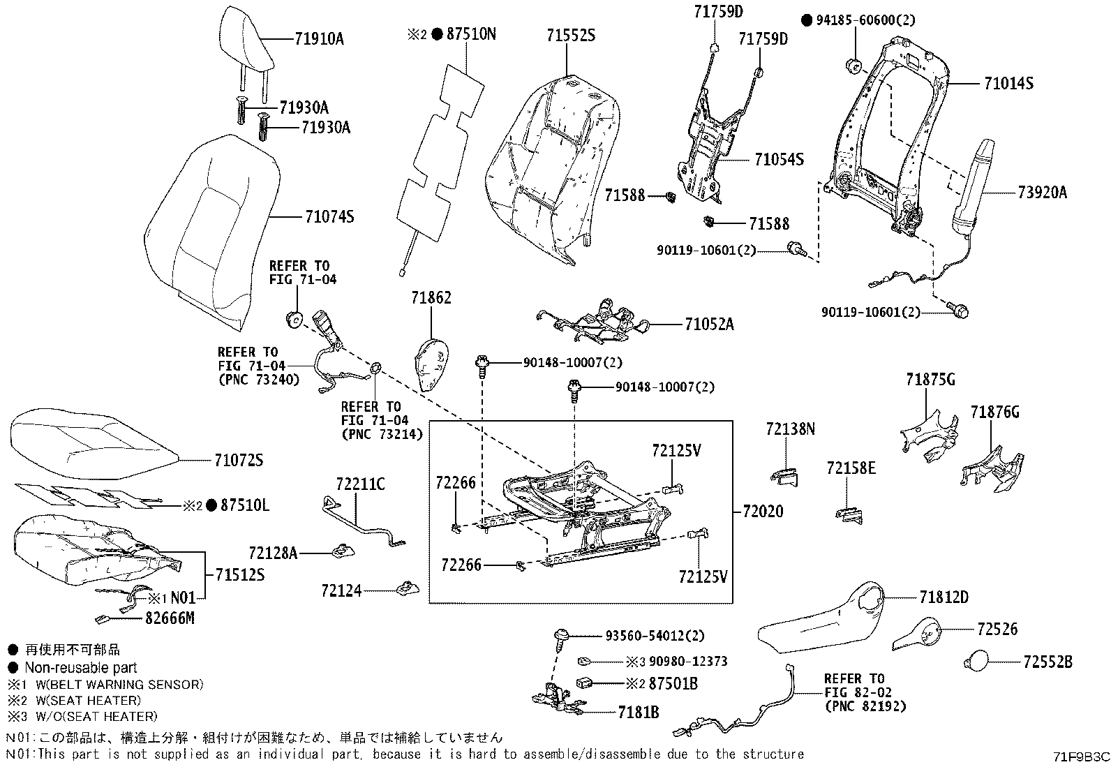 71512-52850 PAD, FRONT SEAT CUSHION, LH (FOR SEPARATE TYPE) product image