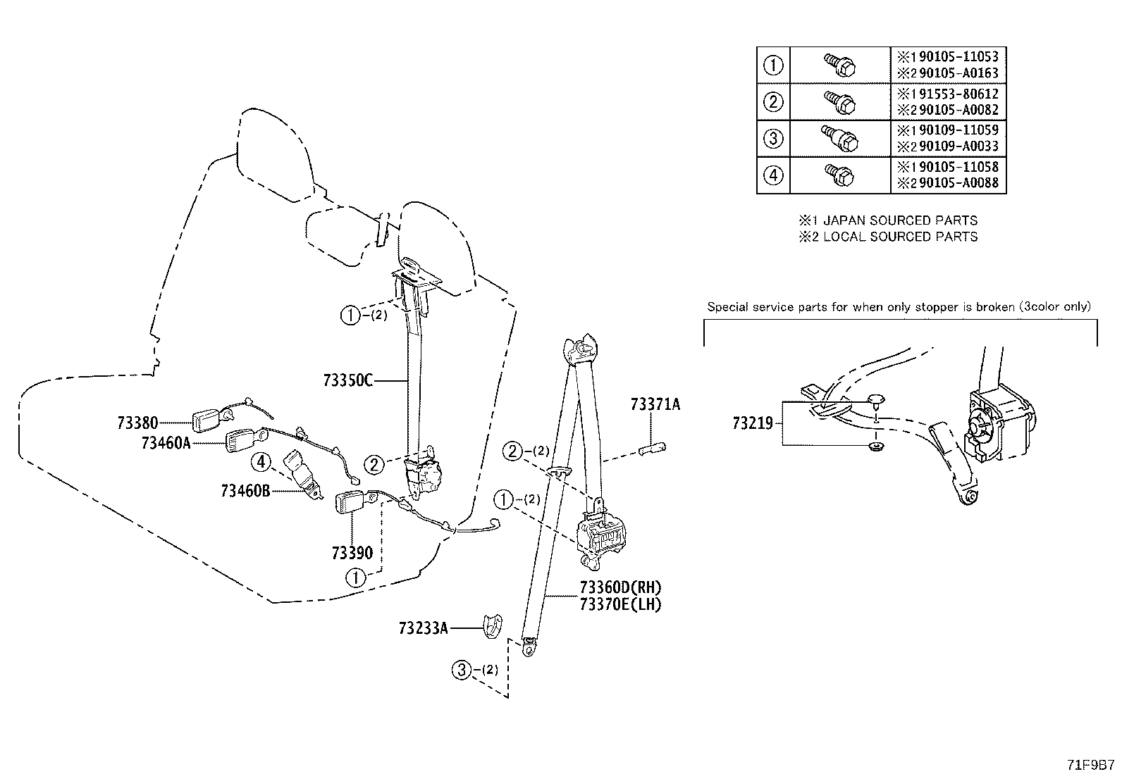 73024-0C020-C0 PLATE SUB-ASSY, FRONT SHOULDER BELT ANCHOR, LH product image