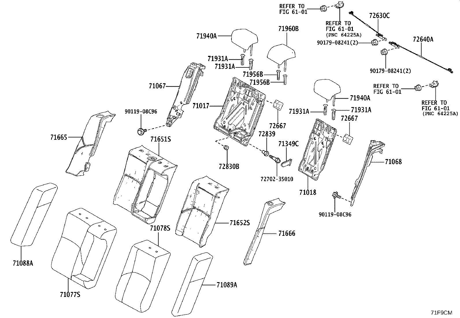 71507-30341 PAD, CENTER SEAT BACK product image