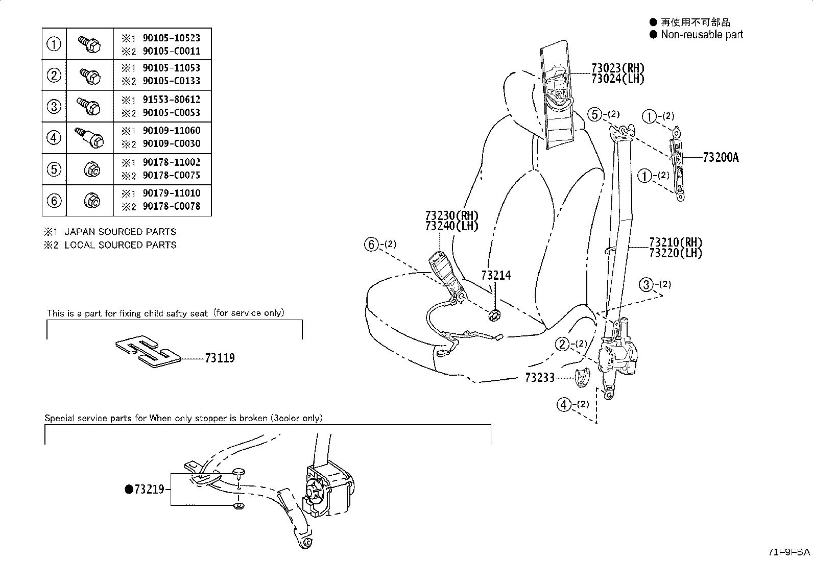 73024-06130-C0 PLATE SUB-ASSY, FRONT SHOULDER BELT ANCHOR, LH product image