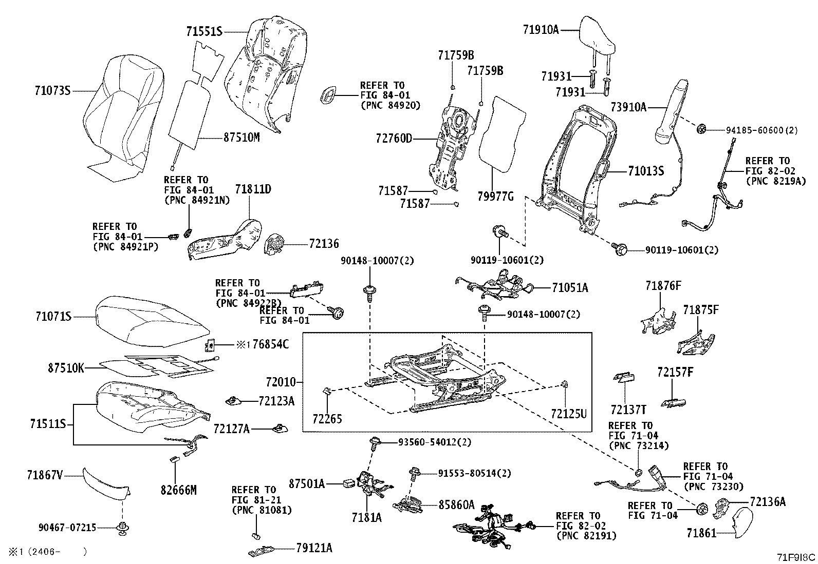 71501-30170 PAD, FRONT SEAT CUSHION, RH(FOR SEPARATE TYPE) product image