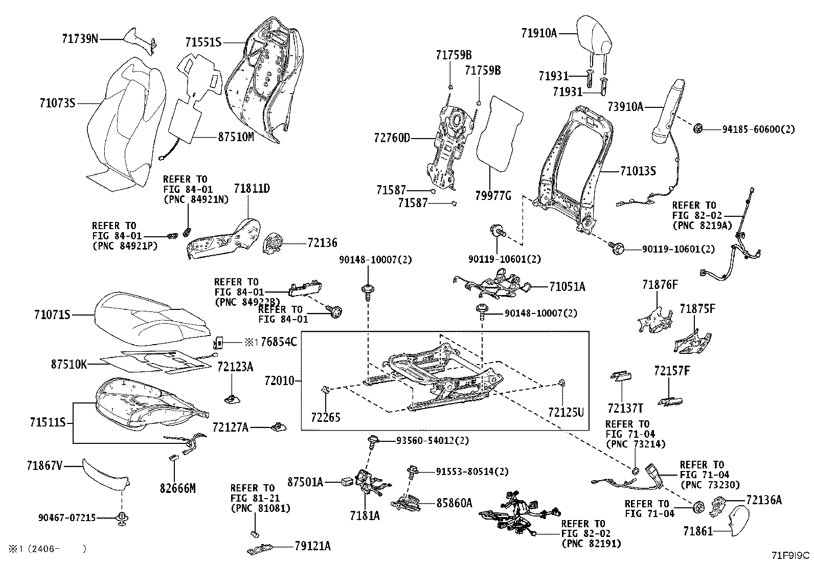 71501-30170 PAD, FRONT SEAT CUSHION, RH(FOR SEPARATE TYPE) product image