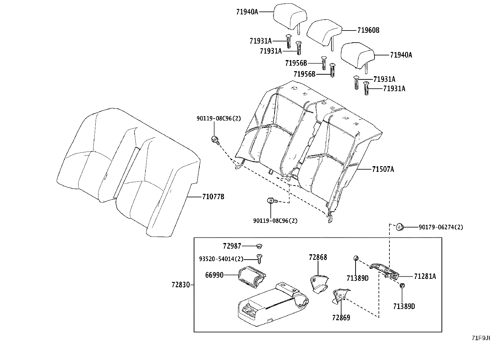 71017-30A00 FRAME SUB-ASSY, REAR SEAT BACK, RH product image