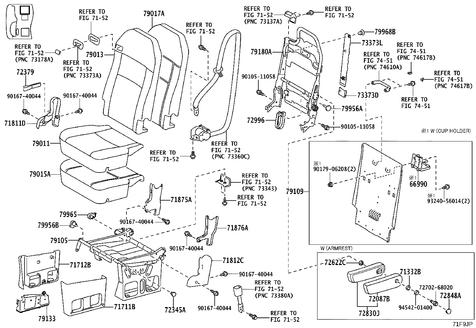 71307-0S010 BRACKET SUB-ASSY, REAR SEAT CUSHION SUPPORT, RH product image